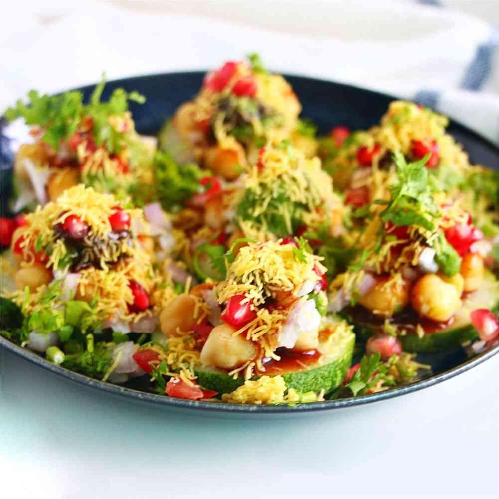 Cucumber Sev Puri Chaat